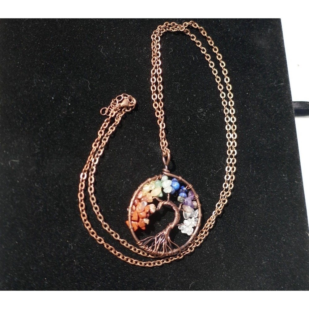 Tree of Life Chakra Pendant Necklace Copper Wire 32 inches long - Picture 5 of 5
